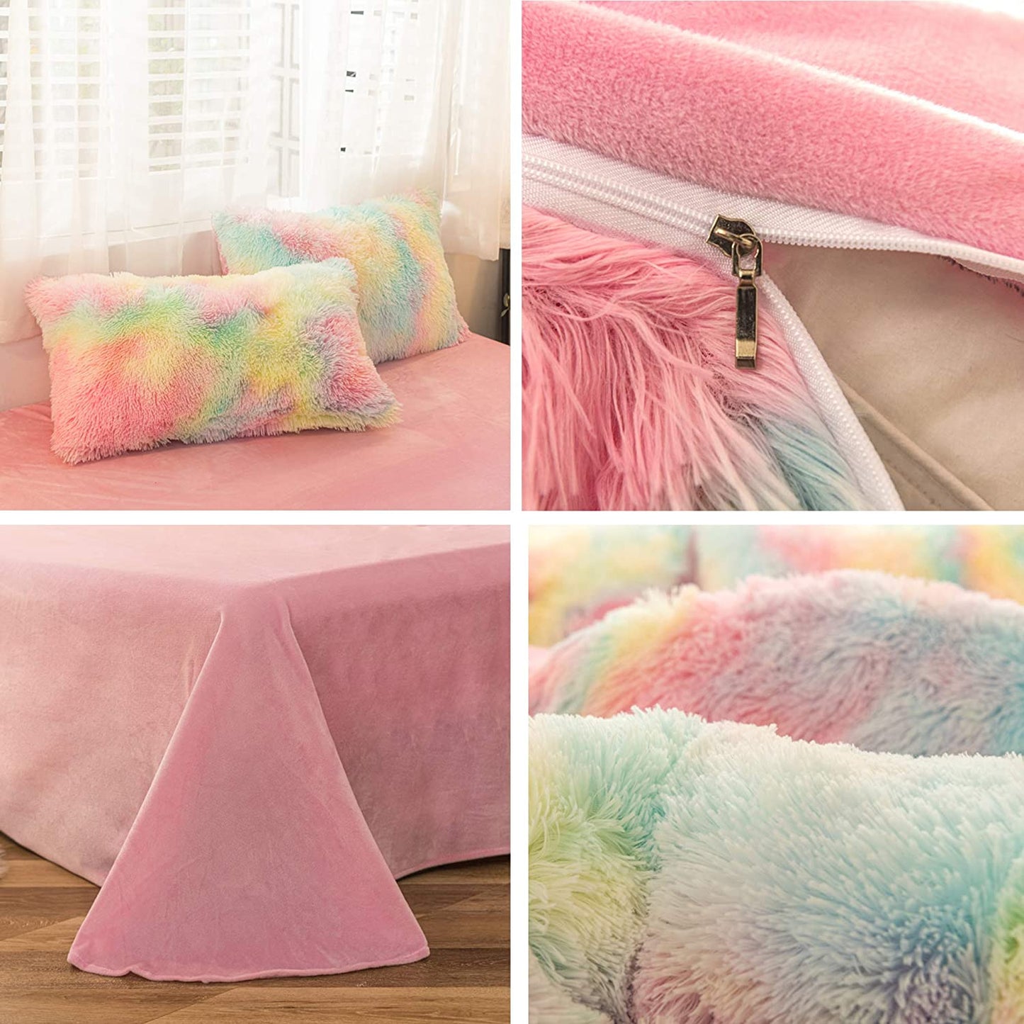 Ultra Soft Shaggy Rainbow Duvet Cover(5pcs)