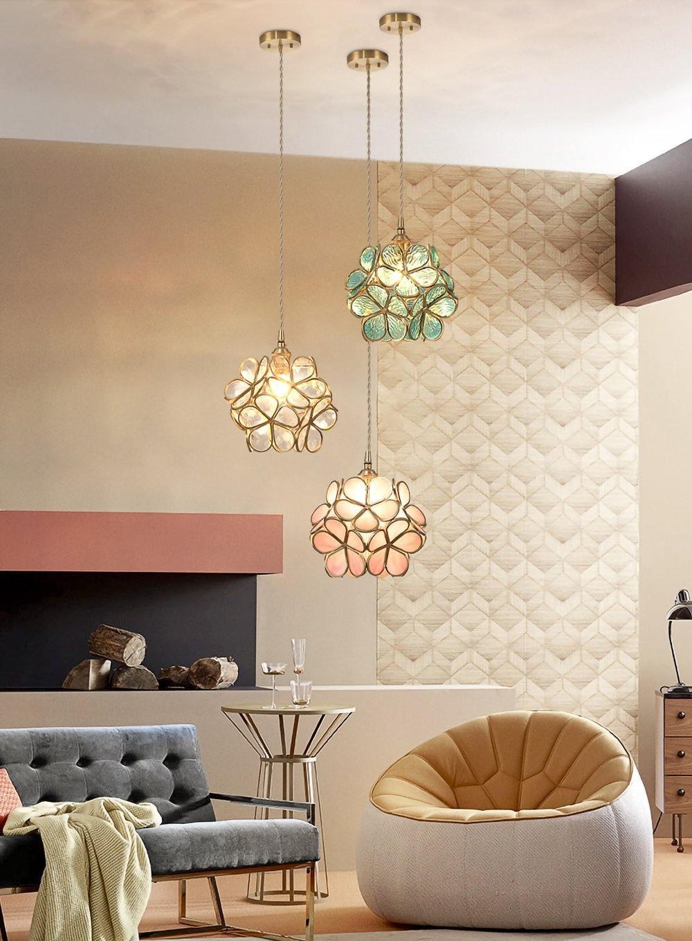 Brass Glass Petal Pendant Light