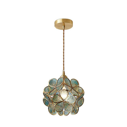 Brass Glass Petal Pendant Light