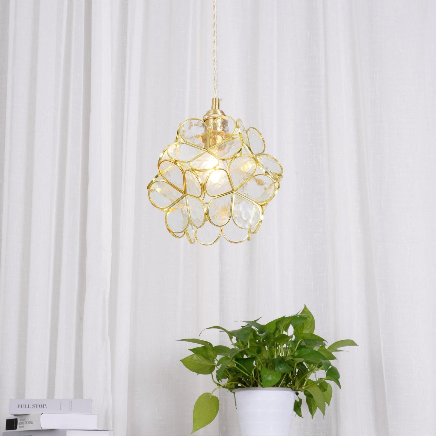 Brass Glass Petal Pendant Light