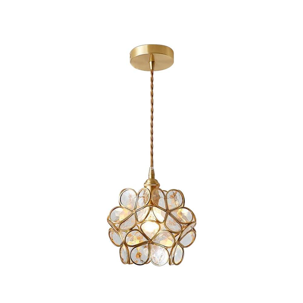 Brass Glass Petal Pendant Light