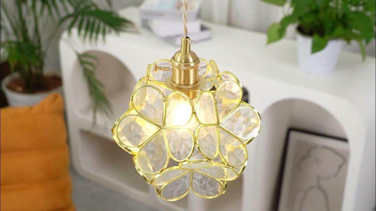 Brass Glass Petal Pendant Light