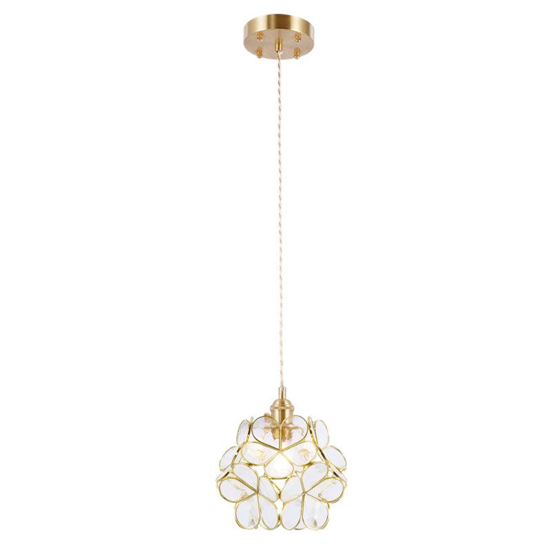 Brass Glass Petal Pendant Light