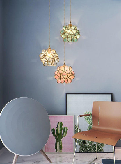 Brass Glass Petal Pendant Light