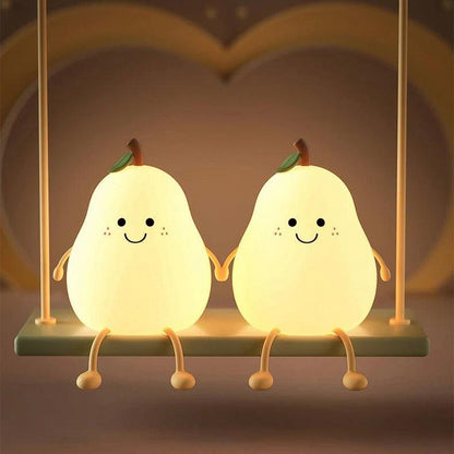 Adorable Pear Tap-on Night Light | Soft Silicone, USB Charging