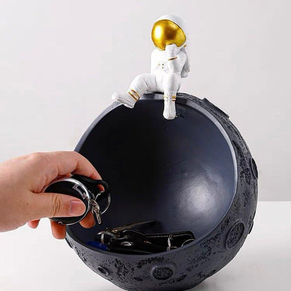 Astronaut Planet Decor Piece with Built-in Night Light | Resilient Resin Material with Anti-Slip Base