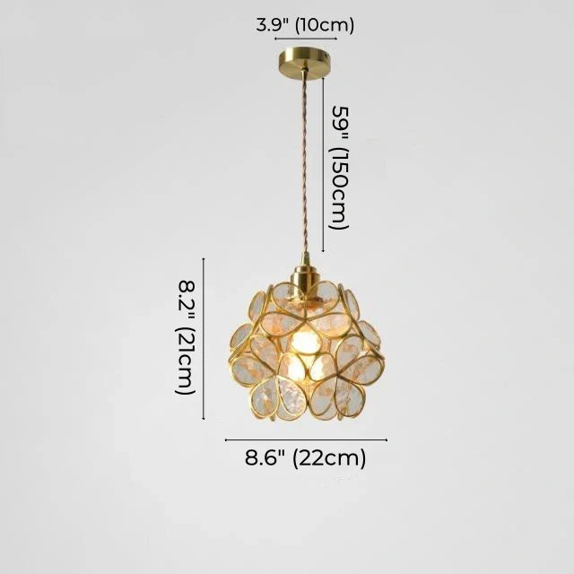 Brass Glass Petal Pendant Light