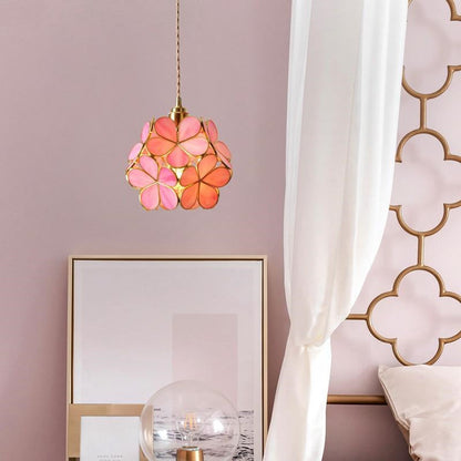 Brass Glass Petal Pendant Light