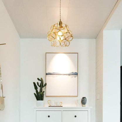 Brass Glass Petal Pendant Light