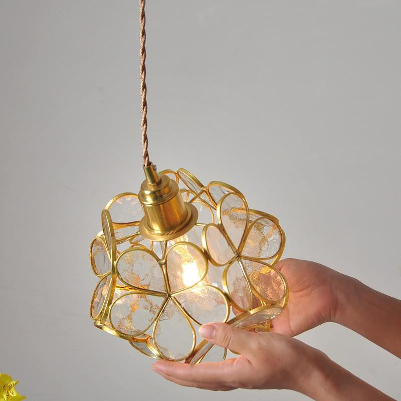 Brass Glass Petal Pendant Light