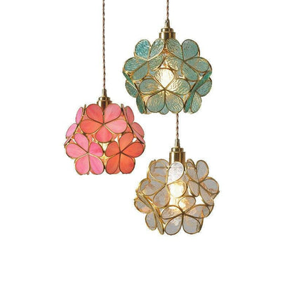 Brass Glass Petal Pendant Light