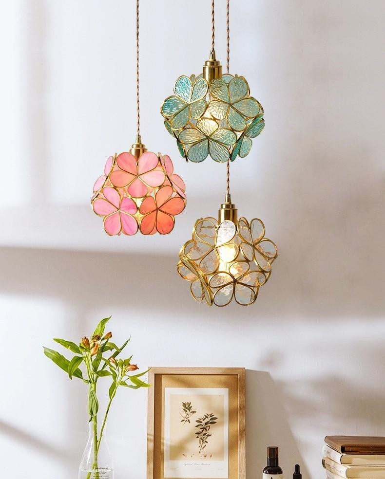 Brass Glass Petal Pendant Light