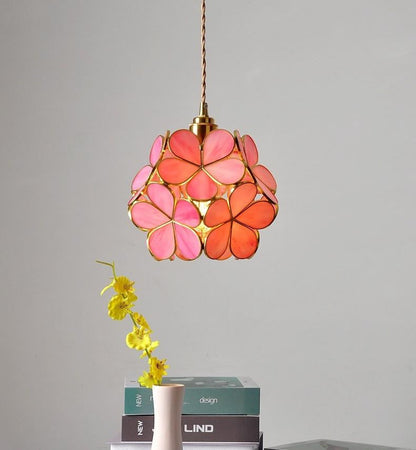 Brass Glass Petal Pendant Light