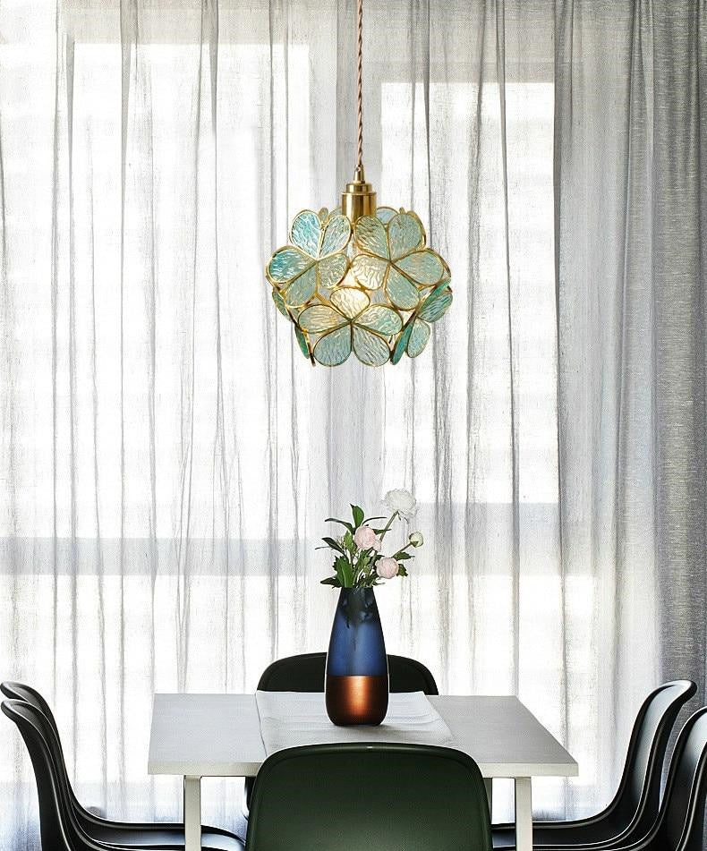 Brass Glass Petal Pendant Light