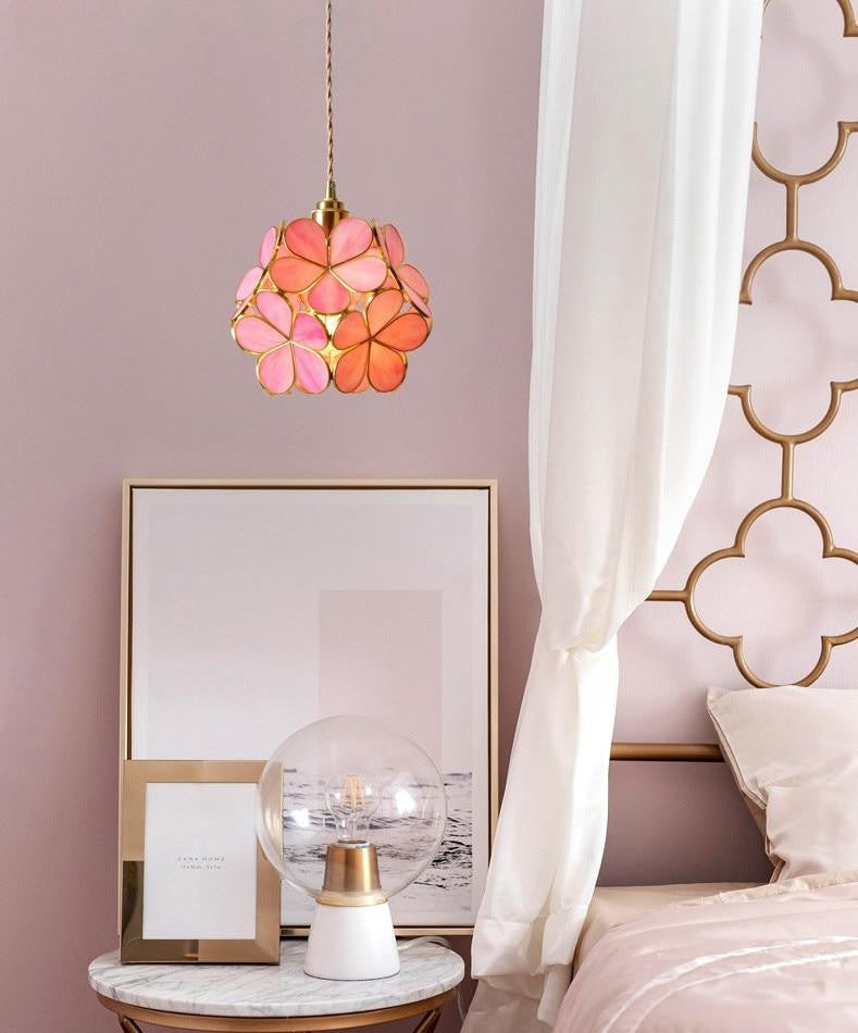 Brass Glass Petal Pendant Light