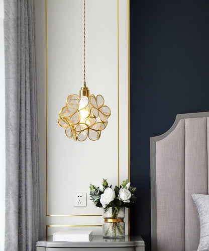 Brass Glass Petal Pendant Light