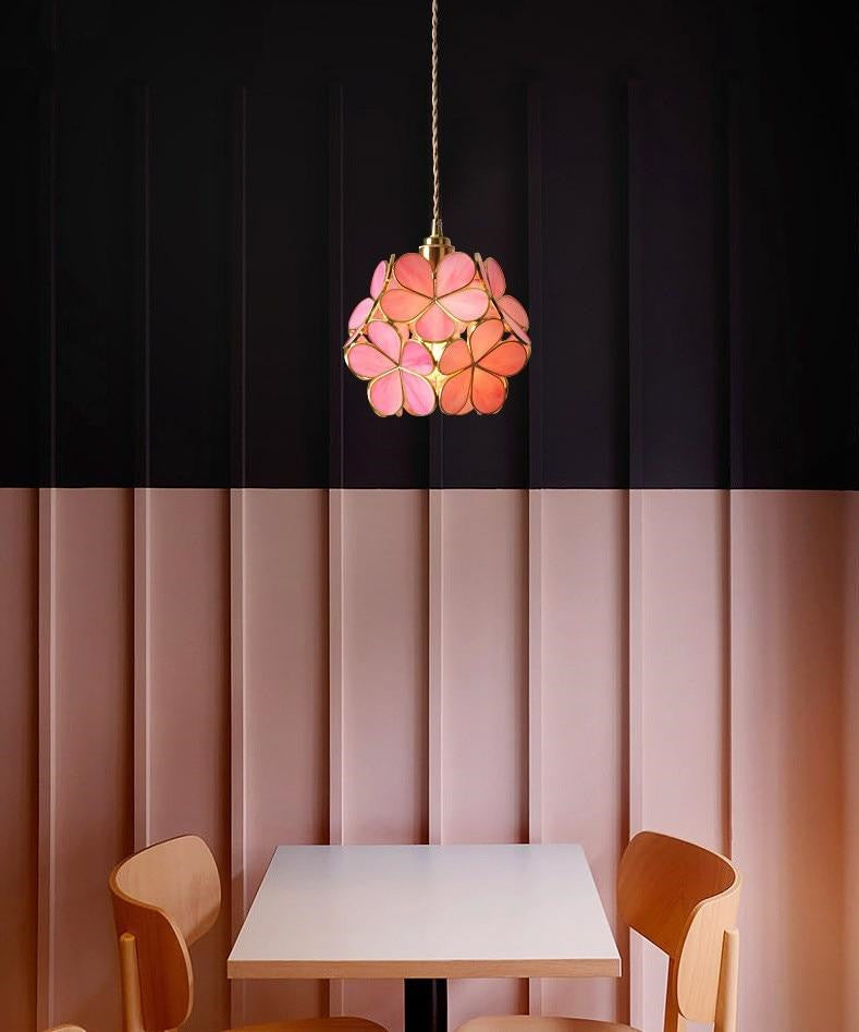 Brass Glass Petal Pendant Light