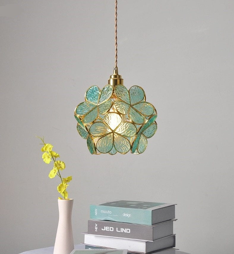 Brass Glass Petal Pendant Light