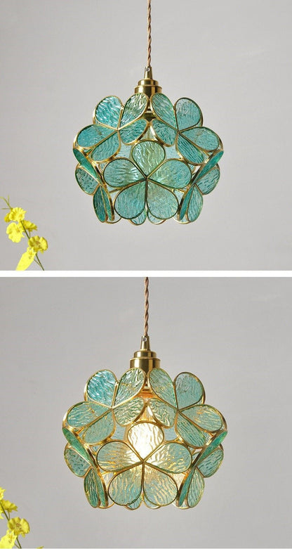 Brass Glass Petal Pendant Light