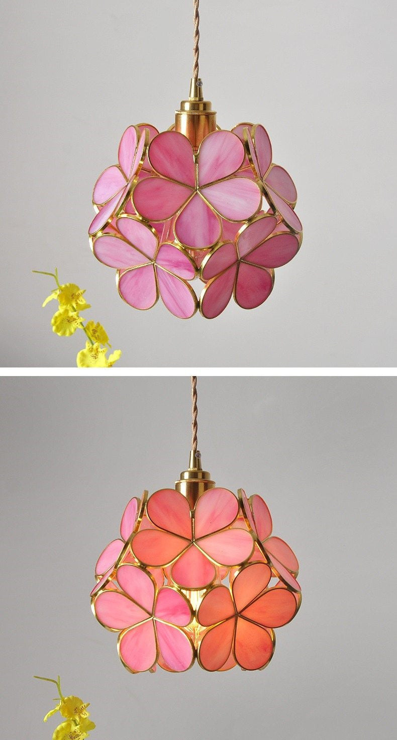 Brass Glass Petal Pendant Light