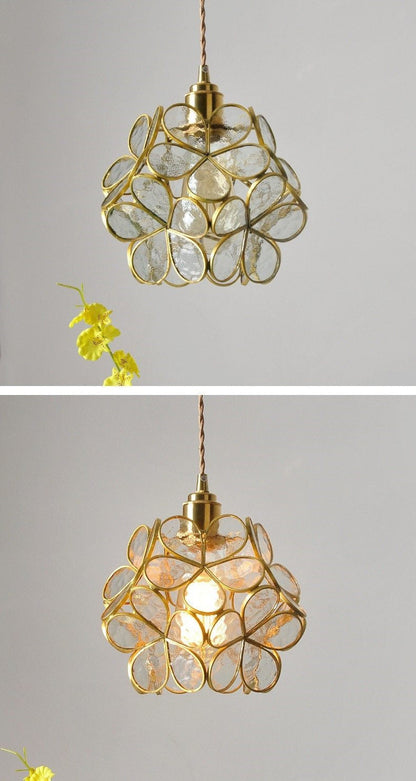 Brass Glass Petal Pendant Light