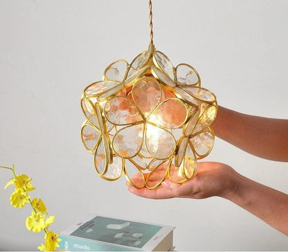 Brass Glass Petal Pendant Light