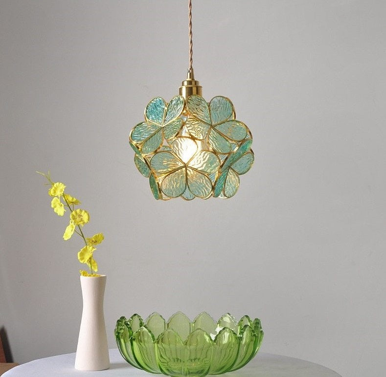 Brass Glass Petal Pendant Light