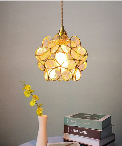 Brass Glass Petal Pendant Light