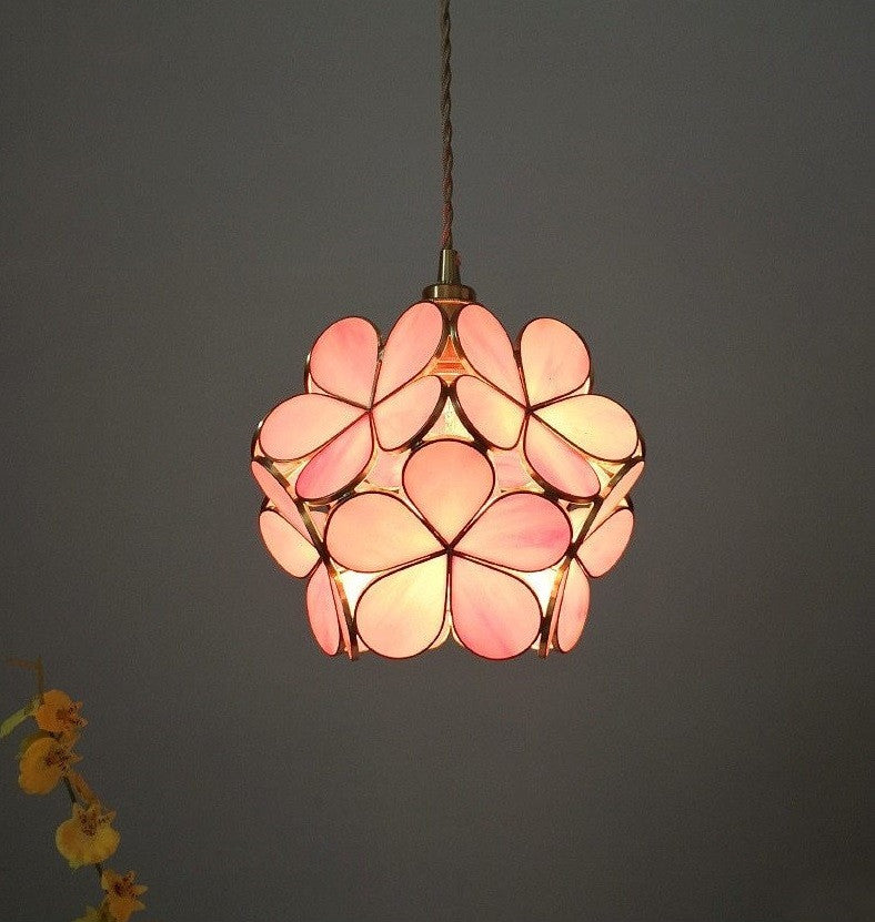 Brass Glass Petal Pendant Light