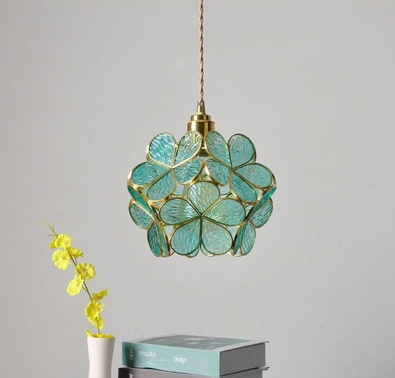 Brass Glass Petal Pendant Light