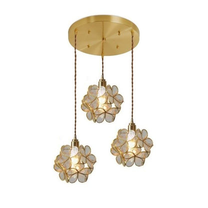 Brass Glass Petal Pendant Light