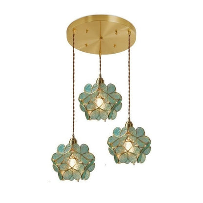 Brass Glass Petal Pendant Light