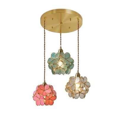 Brass Glass Petal Pendant Light